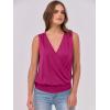 imageANRABESS Womens V Neck Tank Tops Wrap Banded Hem Shirts Sleeveless Ruched Going Out Blouse 2025 Summer Fashion ClothingHot Pink