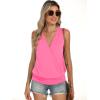 imageANRABESS Womens V Neck Tank Tops Wrap Banded Hem Shirts Sleeveless Ruched Going Out Blouse 2025 Summer Fashion ClothingNeon Hot Pink