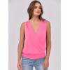 imageANRABESS Womens V Neck Tank Tops Wrap Banded Hem Shirts Sleeveless Ruched Going Out Blouse 2025 Summer Fashion ClothingNeon Hot Pink