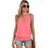 imageANRABESS Womens V Neck Tank Tops Wrap Banded Hem Shirts Sleeveless Ruched Going Out Blouse 2025 Summer Fashion ClothingNeon Orange Red