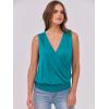 imageANRABESS Womens V Neck Tank Tops Wrap Banded Hem Shirts Sleeveless Ruched Going Out Blouse 2025 Summer Fashion ClothingTeal