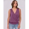imageANRABESS Womens V Neck Tank Tops Wrap Banded Hem Shirts Sleeveless Ruched Going Out Blouse 2025 Summer Fashion ClothingViolet
