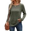 imageANRABESS Long Sleeve Shirts for Women Crewneck Tunic Tops Business Casual Fit Fall Lightweight Sweaters Fashion Clothes 2025Deep Green