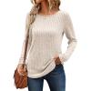 imageANRABESS Long Sleeve Shirts for Women Crewneck Tunic Tops Business Casual Fit Fall Lightweight Sweaters Fashion Clothes 2025Light Khaki