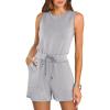 imageANRABESS Romper for Women Short Jumpsuit Summer Casual Dressy Sleeveless Outfits Beach Vacation 2025 Trendy One Piece ClothesGray