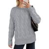 imageANRABESS Sweaters for Women Long Sleeve Crewneck Cable Knit Casual Loose Pullover Tops 2025 Trendy Fall Vintage OutfitsGrey