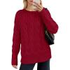 imageANRABESS Sweaters for Women Long Sleeve Crewneck Cable Knit Casual Loose Pullover Tops 2025 Trendy Fall Vintage OutfitsRed