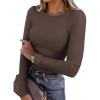 imageANRABESS Women Long Sleeve Thermal Shirt Fleece Tops 2025 Fall Winter Crew Neck Casual Base Layer TShirts Warm UndershirtsDark Brown