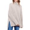 imageANRABESS Women Oversized Turtleneck Long Sleeve Spilt Fuzzy Knit Chunky 2025 Fall Pullover Sweaters Tops Winter Warm ClothesBeige