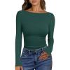 imageANRABESS Womens Boat Neck Long Sleeve Shirts Rib Knit Slim Fitting Tops Basic Tees 2025 Casual Comfy Fall Outfits ClothesForest Green