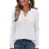imageANRABESS Womens Long Sleeve Shirts 2025 Fall Henley Business Dressy Casual Tops V Neck Button Down TShirts Work BlousesWhite