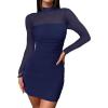 imageANRABESS Womens Sexy Bodycon Mesh Ruched Mini Dresses Mock Neck Slim Fall Long Sleeve Cocktail Party Going Out Short DressNavy Blue