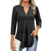 imageANRABESS Womens Tops 34 Length Sleeve Shirts Business Casual Dressy Blouses 2025 Fall Work Tunic Tee TShirts Office OutfitsBlack White Strip