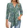 imageANRABESS Womens Tops 34 Length Sleeve Shirts Business Casual Dressy Blouses 2025 Fall Work Tunic Tee TShirts Office OutfitsBlue Green Floral