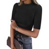 imageANRABESS Womens Tops Mock Neck Half Sleeve Shirts Ribbed Knit Slim Fit Basic Tee 2025 Summer Fall Dressy Casual TShirtsBlack