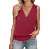 imageANRABESS Womens V Neck Tank Tops Wrap Banded Hem Shirts Sleeveless Ruched Going Out Blouse 2025 Summer Fashion ClothingRed