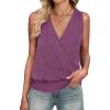 imageANRABESS Womens V Neck Tank Tops Wrap Banded Hem Shirts Sleeveless Ruched Going Out Blouse 2025 Summer Fashion ClothingViolet