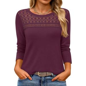 imageANRABESS Women Long Sleeve Shirts Lace Tops Business Work TShirts Dressy Casual Blouses 2025 Fall Trendy OutfitsWinered