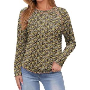 imageANRABESS Womens Long Sleeve Shirts Crewneck Basic TShirts Going Out Tops Casual Floral Tee 2025 Trendy Outfits ClothesColorful Floral 1
