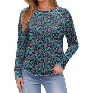 imageANRABESS Womens Long Sleeve Shirts Crewneck Basic TShirts Going Out Tops Casual Floral Tee 2025 Trendy Outfits ClothesColorful Floral 2