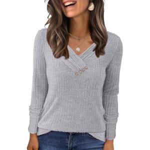 imageANRABESS Womens Long Sleeve Tunic Tops for Leggings Casual V Neck Button Shirts 2025 Fall Light Pullover Sweaters BlouseGrey