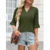 imageANRABESS Blouses for Women Dressy Casual 34 Sleeve V Neck Shirts Business Work Tunic Tops 2025 Fall Outfits ClothesArmy Green