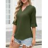 imageANRABESS Blouses for Women Dressy Casual 34 Sleeve V Neck Shirts Business Work Tunic Tops 2025 Fall Outfits ClothesArmy Green
