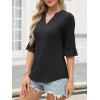 imageANRABESS Blouses for Women Dressy Casual 34 Sleeve V Neck Shirts Business Work Tunic Tops 2025 Fall Outfits ClothesBlack