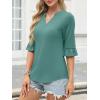 imageANRABESS Blouses for Women Dressy Casual 34 Sleeve V Neck Shirts Business Work Tunic Tops 2025 Fall Outfits ClothesCadet Blue Green