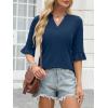 imageANRABESS Blouses for Women Dressy Casual 34 Sleeve V Neck Shirts Business Work Tunic Tops 2025 Fall Outfits ClothesDeep Blue