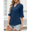 imageANRABESS Blouses for Women Dressy Casual 34 Sleeve V Neck Shirts Business Work Tunic Tops 2025 Fall Outfits ClothesDeep Blue