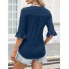 imageANRABESS Blouses for Women Dressy Casual 34 Sleeve V Neck Shirts Business Work Tunic Tops 2025 Fall Outfits ClothesDeep Blue