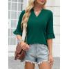 imageANRABESS Blouses for Women Dressy Casual 34 Sleeve V Neck Shirts Business Work Tunic Tops 2025 Fall Outfits ClothesDeep Green