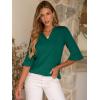 imageANRABESS Blouses for Women Dressy Casual 34 Sleeve V Neck Shirts Business Work Tunic Tops 2025 Fall Outfits ClothesDeep Green