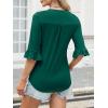 imageANRABESS Blouses for Women Dressy Casual 34 Sleeve V Neck Shirts Business Work Tunic Tops 2025 Fall Outfits ClothesDeep Green