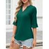 imageANRABESS Blouses for Women Dressy Casual 34 Sleeve V Neck Shirts Business Work Tunic Tops 2025 Fall Outfits ClothesDeep Green
