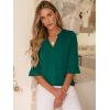 imageANRABESS Blouses for Women Dressy Casual 34 Sleeve V Neck Shirts Business Work Tunic Tops 2025 Fall Outfits ClothesDeep Green