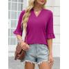 imageANRABESS Blouses for Women Dressy Casual 34 Sleeve V Neck Shirts Business Work Tunic Tops 2025 Fall Outfits ClothesHot Pink