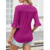 imageANRABESS Blouses for Women Dressy Casual 34 Sleeve V Neck Shirts Business Work Tunic Tops 2025 Fall Outfits ClothesHot Pink