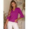 imageANRABESS Blouses for Women Dressy Casual 34 Sleeve V Neck Shirts Business Work Tunic Tops 2025 Fall Outfits ClothesHot Pink