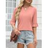 imageANRABESS Blouses for Women Dressy Casual 34 Sleeve V Neck Shirts Business Work Tunic Tops 2025 Fall Outfits ClothesOrange Pink