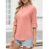 imageANRABESS Blouses for Women Dressy Casual 34 Sleeve V Neck Shirts Business Work Tunic Tops 2025 Fall Outfits ClothesOrange Pink
