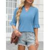 imageANRABESS Blouses for Women Dressy Casual 34 Sleeve V Neck Shirts Business Work Tunic Tops 2025 Fall Outfits ClothesSky Blue