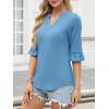 imageANRABESS Blouses for Women Dressy Casual 34 Sleeve V Neck Shirts Business Work Tunic Tops 2025 Fall Outfits ClothesSky Blue