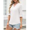 imageANRABESS Blouses for Women Dressy Casual 34 Sleeve V Neck Shirts Business Work Tunic Tops 2025 Fall Outfits ClothesWhite