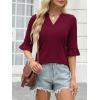 imageANRABESS Blouses for Women Dressy Casual 34 Sleeve V Neck Shirts Business Work Tunic Tops 2025 Fall Outfits ClothesWine Red
