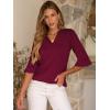 imageANRABESS Blouses for Women Dressy Casual 34 Sleeve V Neck Shirts Business Work Tunic Tops 2025 Fall Outfits ClothesWine Red