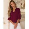 imageANRABESS Blouses for Women Dressy Casual 34 Sleeve V Neck Shirts Business Work Tunic Tops 2025 Fall Outfits ClothesWine Red