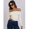 imageANRABESS Long Sleeve Shirt for Women 2025 Fall Off Shoulder Slim Fit Tee Top Sexy Going Out Ruched Blouses Y2K Trendy ClothesAlmond