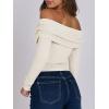 imageANRABESS Long Sleeve Shirt for Women 2025 Fall Off Shoulder Slim Fit Tee Top Sexy Going Out Ruched Blouses Y2K Trendy ClothesAlmond